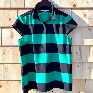 Women’s Short Sleeve Loft Blouse Navy/Green-M